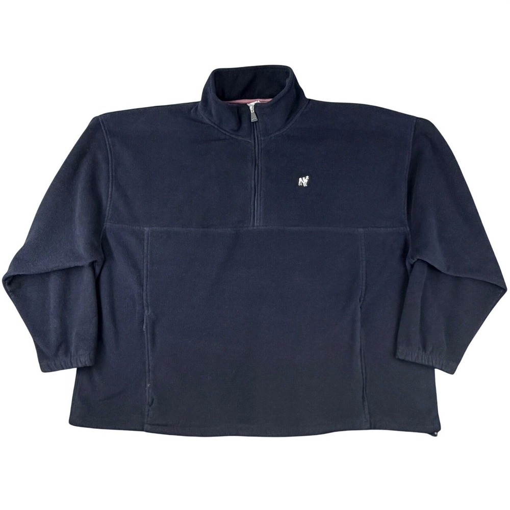 Vtg Big Dogs Polar Dogs High Tek Men's 4X Navy Fleece 1/4 Zip Pullover Sweater